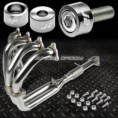 J2 for prelude h23 flex exhaust manifold racing header+silver washer cup bolt