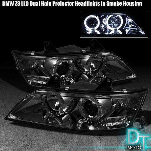 Smoked 96-02 bmw z3 dual halo projector clear headlights lamps lights left+right