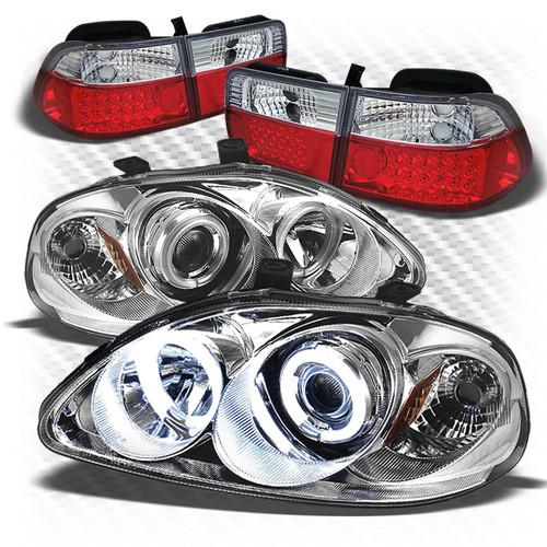 96-98 civic 2dr ccfl projector headlights + r/c philips-led perform tail lights