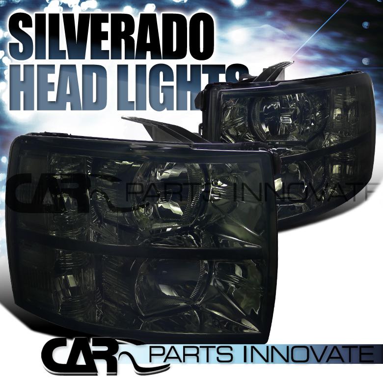 2007-2012 chevy silverado 1500 2500 3500 euro style cyrstal headlights smoke