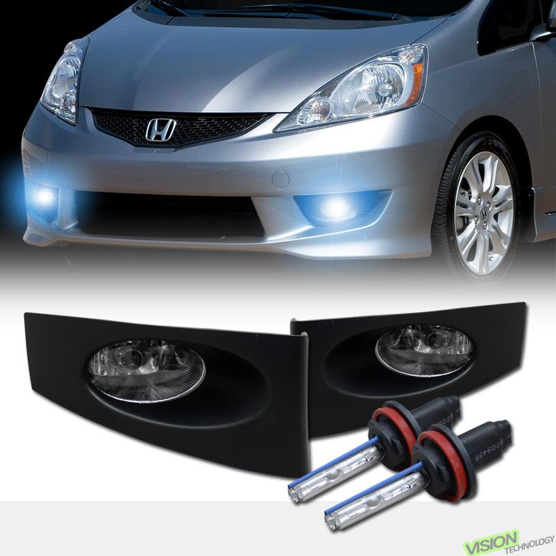 8000k hid+clear lens driving/bumper fog lights 06 07 08 honda fit/jazz hatchback