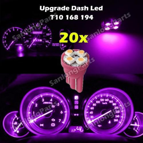 20x pink t10 hole wedge gauge cluster instrument panel 168 194 led light bulb