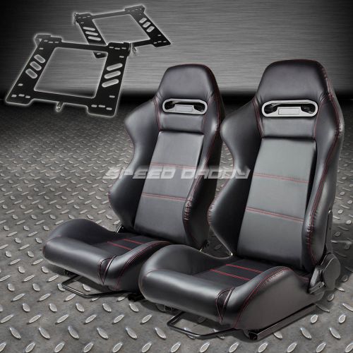 Pair type-r black pvc reclining racing seat+bracket for 93-98 golf/gti mk3