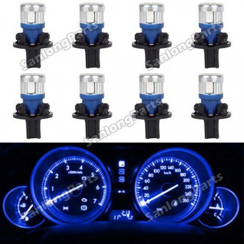 8pcs blue 168 t10 instrument panel gauge cluster 5730 smd led w/ 194 holder