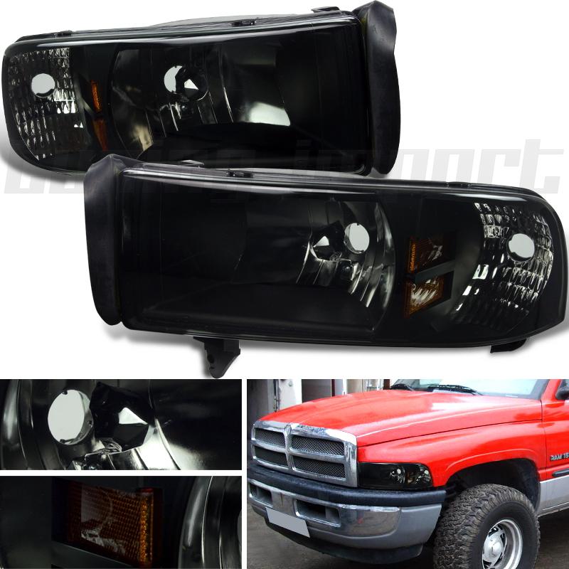 94-01 dodge ram cummins 1500 2500 3500 pickup smoke head lights lamps amber refl