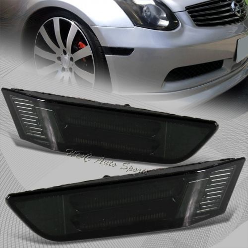 For 2003-2007 infiniti g35 coupe smoke led strip front bumper side marker lights