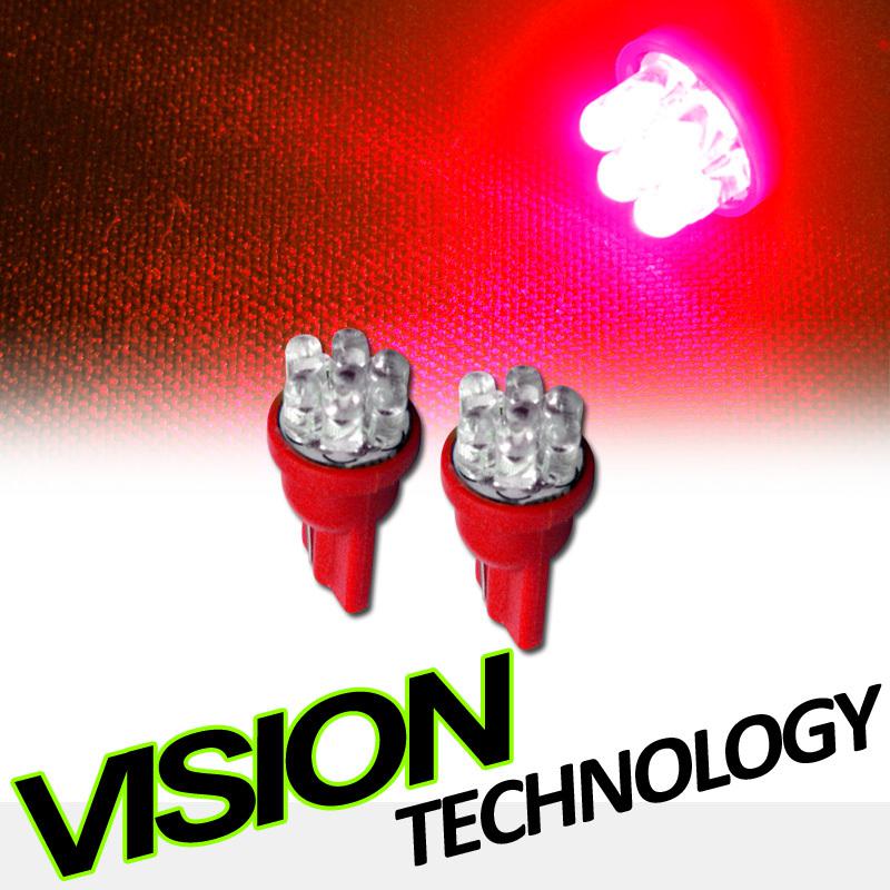 2pc red t10 wedge 7x led car light lamp bulb 2450 2652 2921 2825 w5w new pair