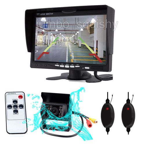 7&#034; tft lcd monitor truck bus wireless backup camera kit night vision rear view