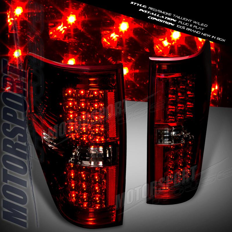 2009-2011 ford f150 pickup xlt stx led rear tail lights red/smoke assembly pair