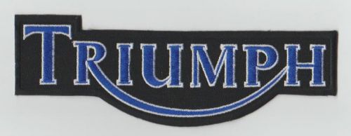 Triumph motorcycle eight inch black patch with blue lettering