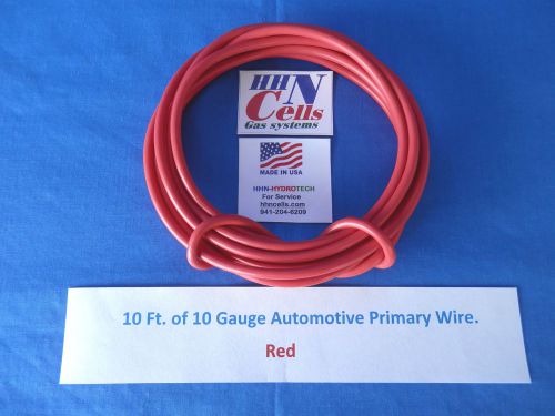10ft. automotive primary wire 10 gauge red hho dry cell hydrogen generator