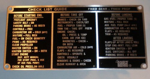 Checklist- on aluminum stock, single engine fixed gear &amp; prop. aircraft ckl-0103