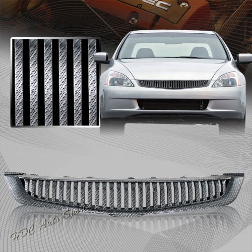 For 2003-2005 honda accord carbon style vertical abs front hood grille grill