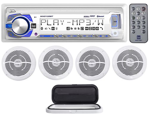 Dual mxd135bt marine/boat digital media receiver+housing+(4) 6.5&#034; boat speakers