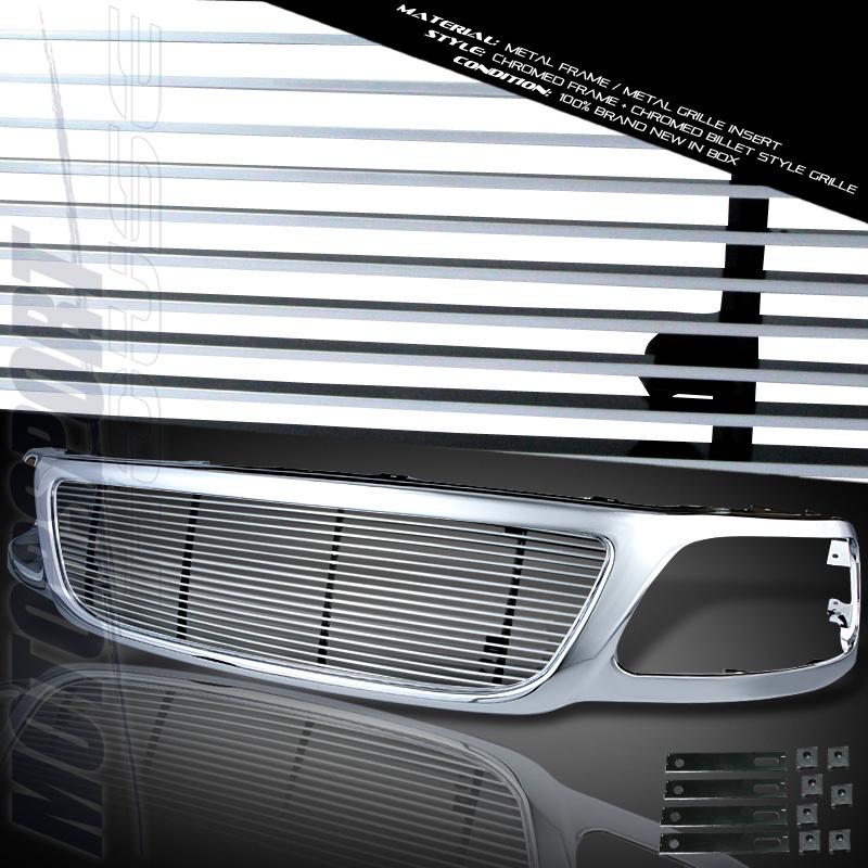 1999-2003 ford f150/expedition chrome frame+billet sport style grille insert new