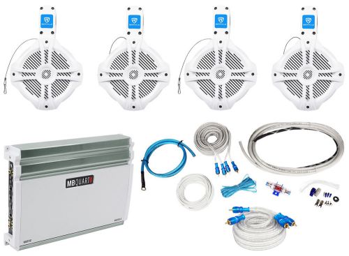 (4) rockville rwb65w 6.5&#034; 250w marine wakeboards+mb quart 4-ch amplifier+amp kit