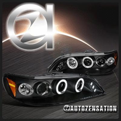 98-02 honda accord 2dr 4dr black halo projector led headlights