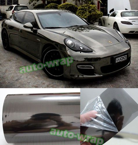 Full roll - car glossy mirror chrome black vinyl wrap vehicle sticker air free