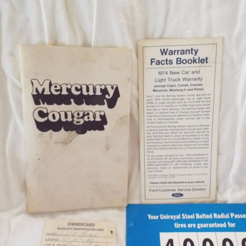 1974 mercury cougar owners manual and window sticker