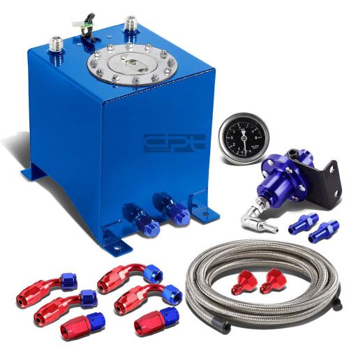 2.5 gallon/9.5l aluminum fuel cell tank+oil feed line+pressure regulator blue