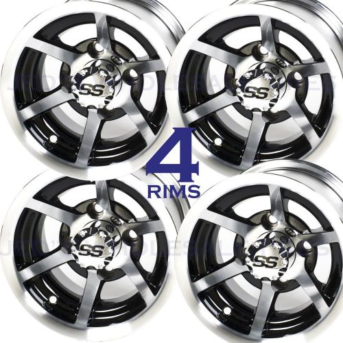 Four 10x7 4/4 itp aluminum golf cart rim wheel ss6b for ezgo clubcar yamaha more