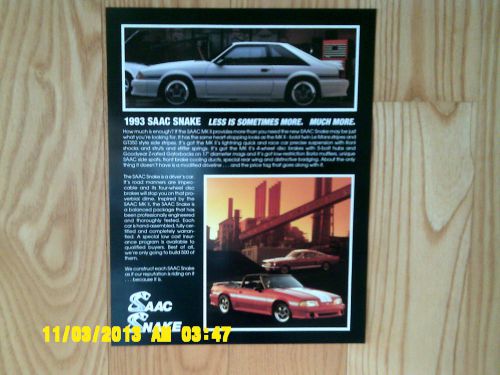 Mustang shelby rare nos spec sheets-set of two different models