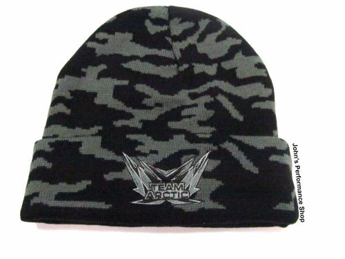 2017 arctic cat team arctic gray and black camo watchman beanie hat 5273-086