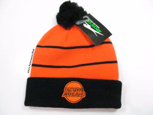 2017 arctic cat men&#039;s team arctic orange &amp; black beanie w/ pom hat 5273-078