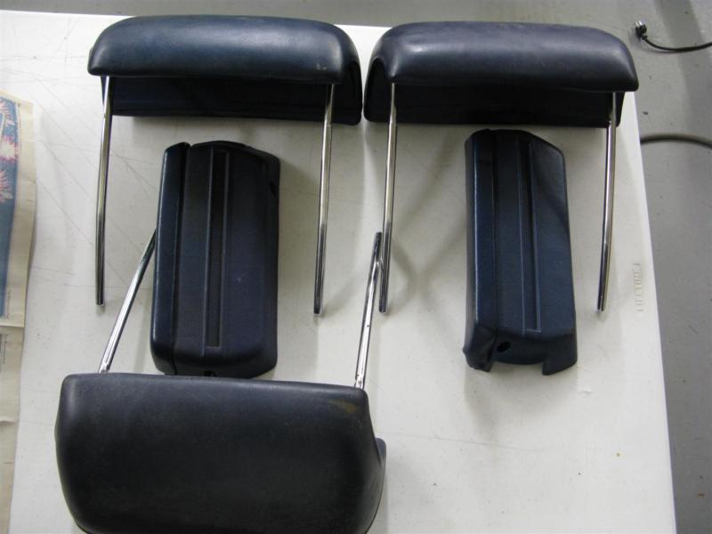 1970-1972 gto 442 bucket seat headrests & front door arm rests oem