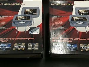 Set of 2 headrests with dvd players, dvd headrests, headrest monitors nib black