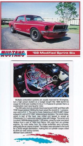 1968 mustang modified sprint six. collector card  2 1/2&#034;x3 1/2&#034;