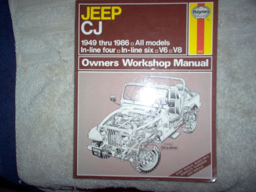 Haynes repair manual fo 1949 tru 1986 jeep cj free ship