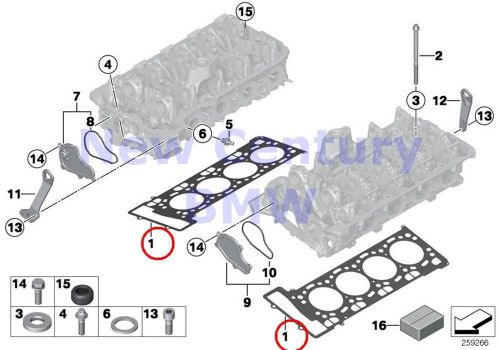 2 x bmw genuine engine cylinder head gasket asbestos-free 0.75mm f06 f06n f10 f1