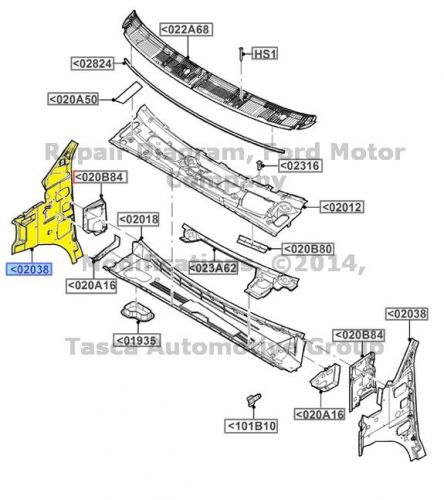 New oem rh passengers side exterior cowl side panel 2005-2013 ford econoline