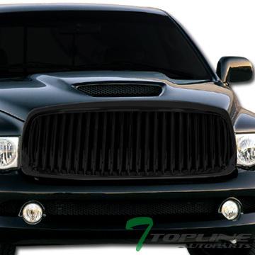 Black vertical style front hood bumper grill grille abs 02 03-05 dodge ram truck