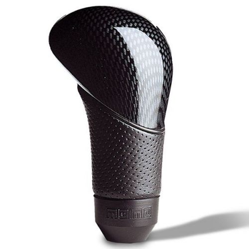 Momo black leather/carbon fiber look insert alum shadow shifter knob subkca