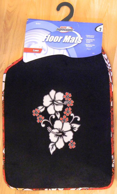 2 piece hawaiian floor mats by auto expressions luau model red and black