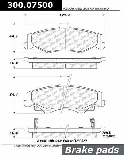 Centric 300.07500 brake pad or shoe, rear-premium semi-met pads w/shims