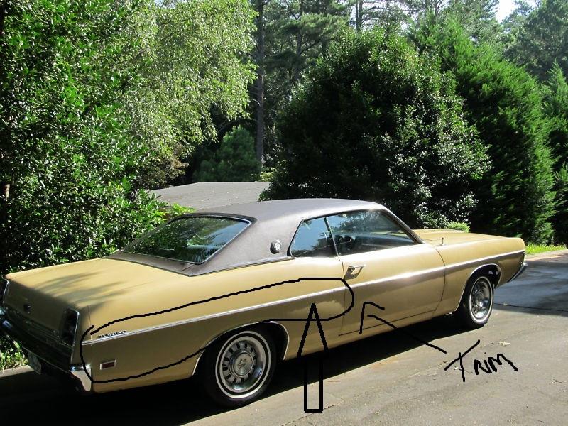 1968 1969 ford torino 500 xl rear qtr trim