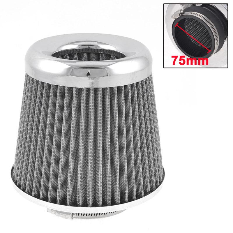 75mm adjustable hose clamp conical mesh car truck air filter gray silver tone