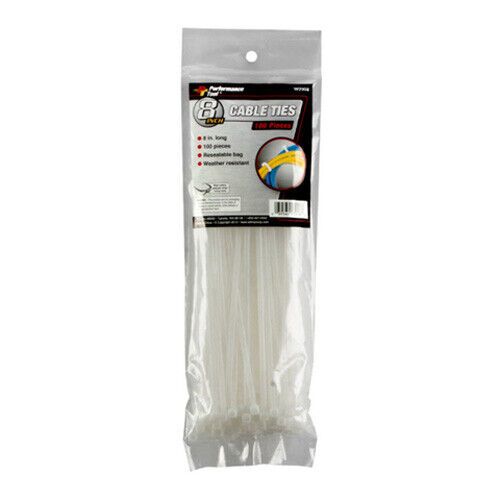 Performance tool 8&#034; cable tie set w2908 100 pcs white