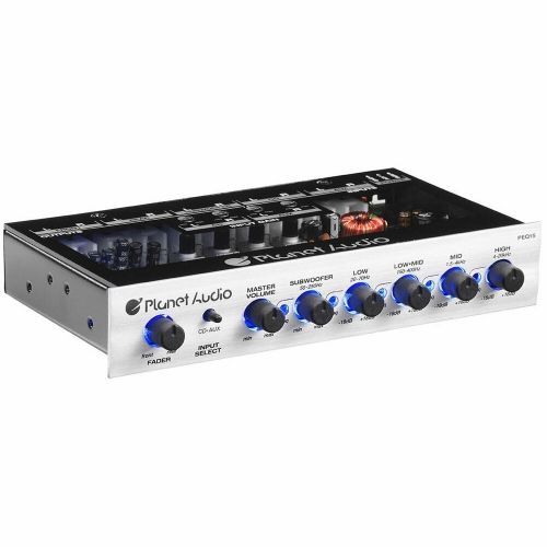 Planet audio 5 band equalizer aux input master volume control half din - peq15