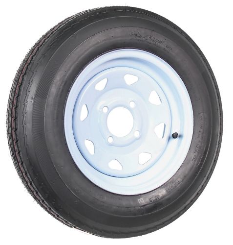 Trailer tire on white rim 530-12 5.30-12 5.30 x 12 load c 4 lug 12 x 4 wheel