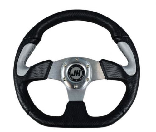 Silver flat bottom deluxe steering wheel for star classic golf cart