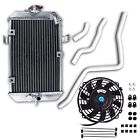 Aluminum radiator &amp; red hose &amp; fan for yamaha raptor 660r yfm660r atv 2001-2005