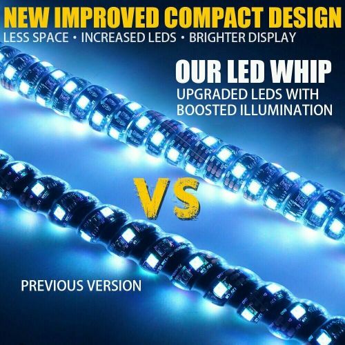 3ft led whip lights antenna flag pole quick release base for atv rzr utv rgb us