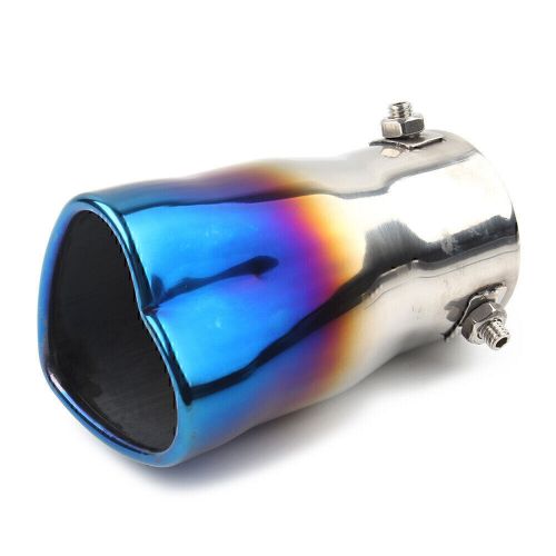 Straight heart shaped car stainless rear exhaust pipe tail muffler tip blue