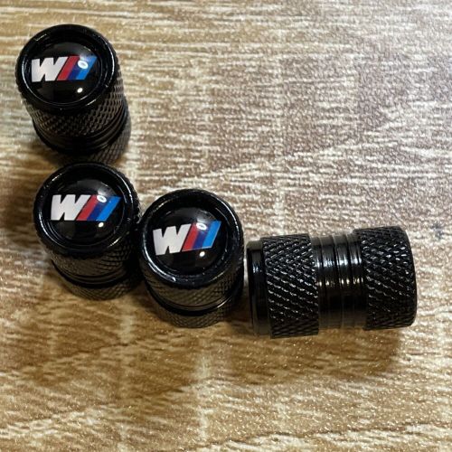 Tire valve stem caps, aluminum cylind for bmw vehicles, black, set of 4