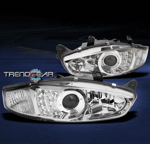 97-02 mitsubishi mirage 2dr halo led projector headlights chrome 98 99 00 01 02