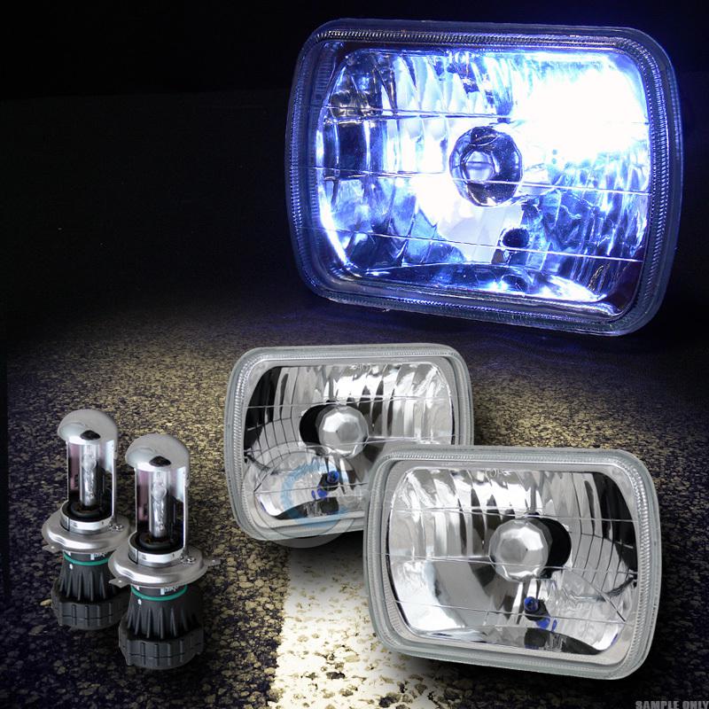 8000k hid bi-xenon+7x6 chrome halogen headlights h4 acura honda nissan toyota